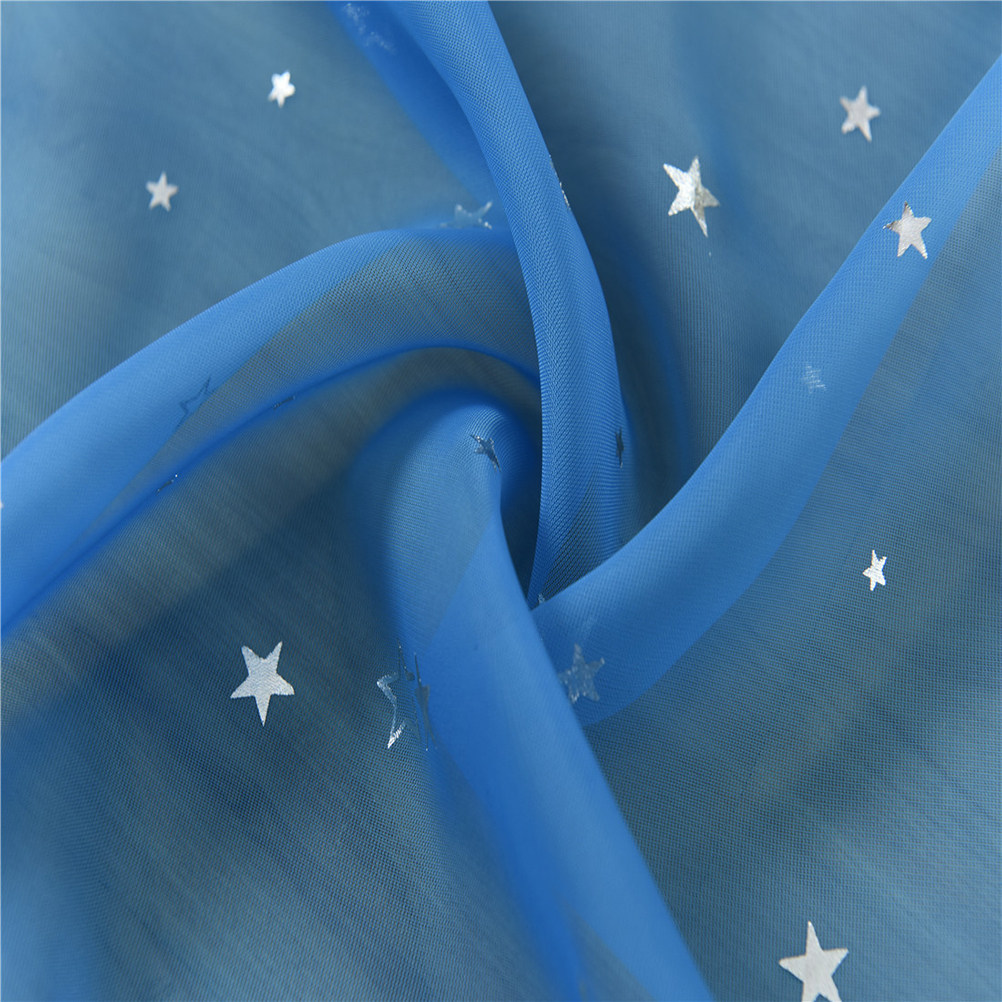 Curtain Sheer Voile - Voile Sheer Curtains Silver Foil Stars