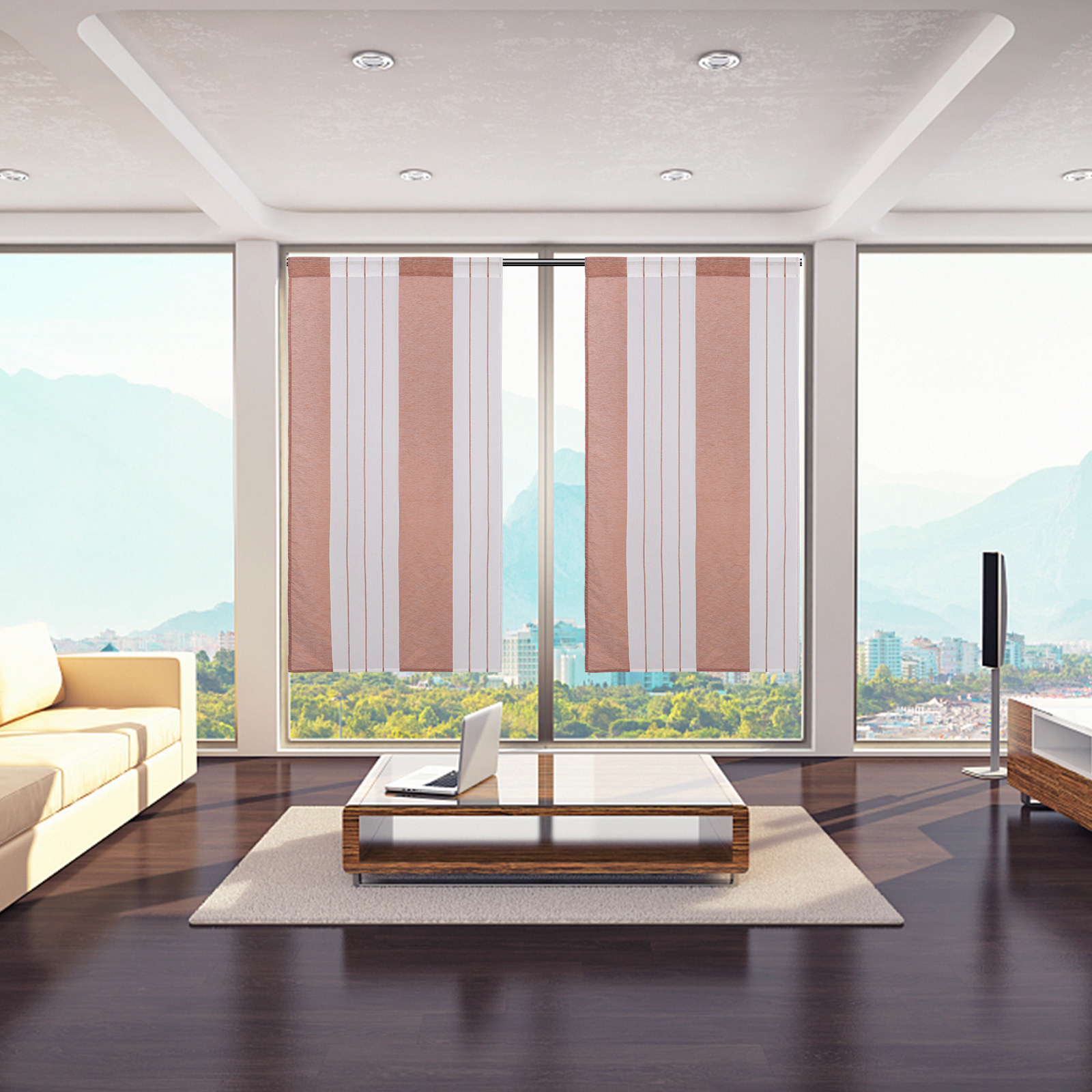 Curtain Sheer Voile - Multicolor Striped Voile Curtain Minimalist Modern