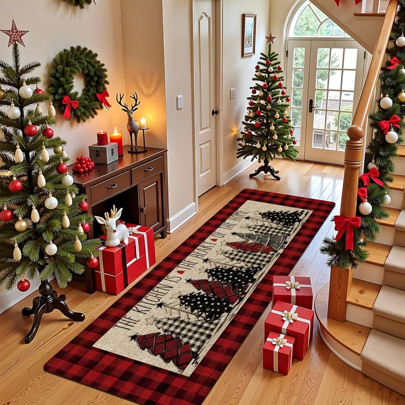 Home Textiles Rug - Plaid Christmas Tree Star Long Runner