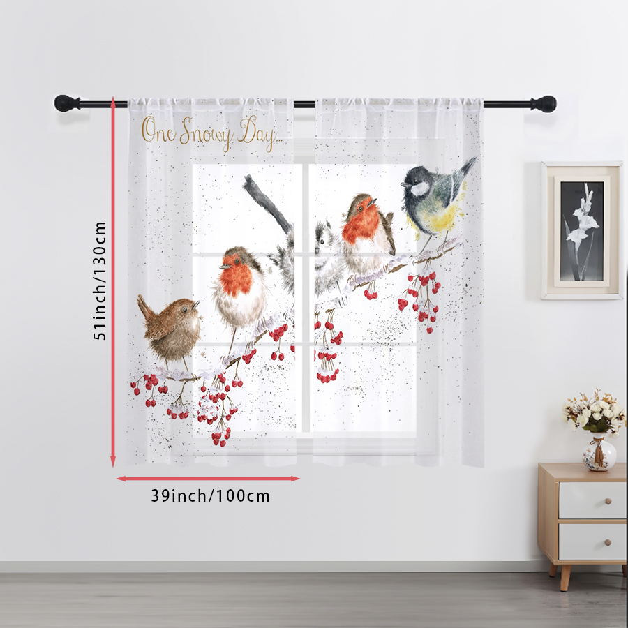 2PCS Sheer Curtains Winter Bir - Curtain Sheer Voile recension och pris
