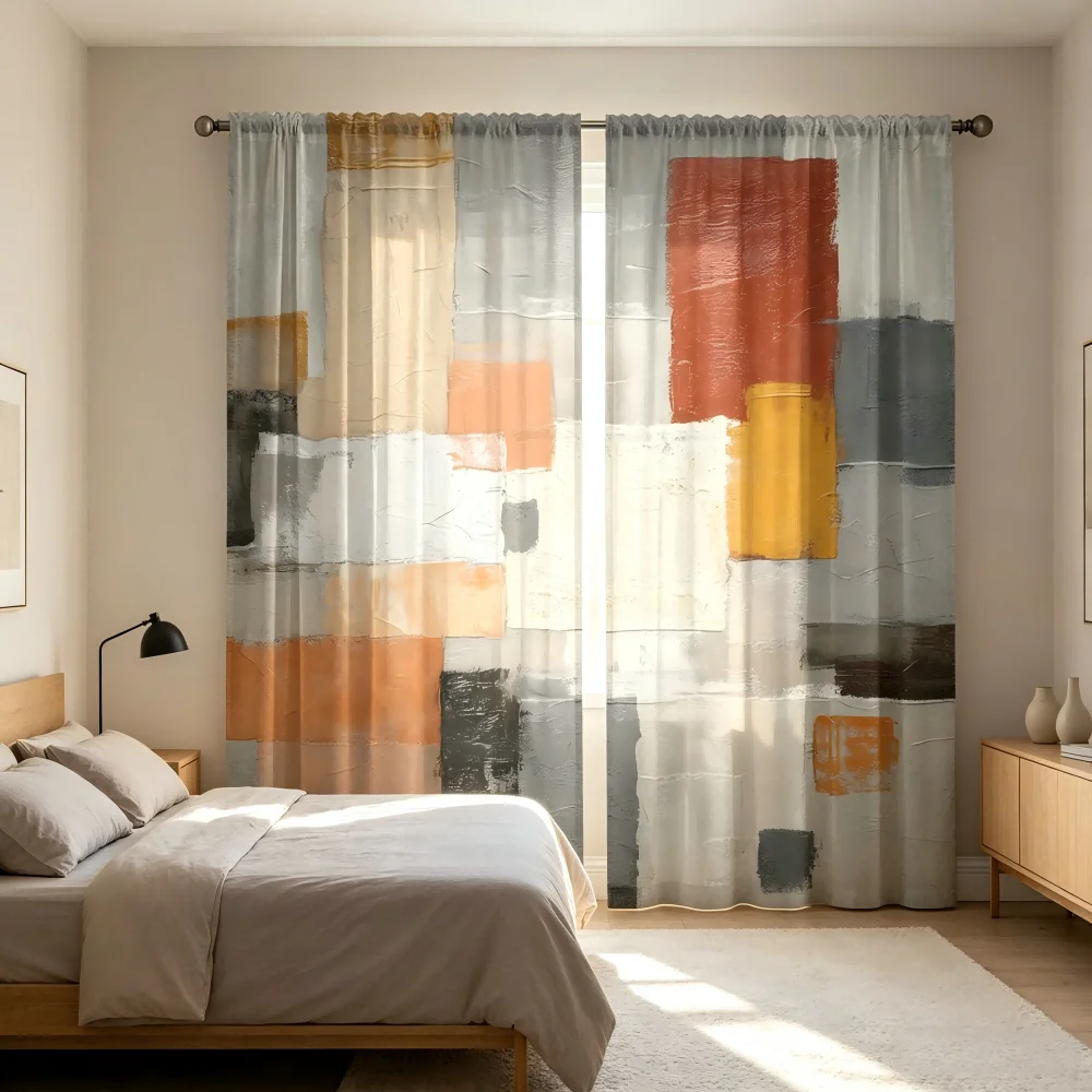 2PCS Digital Print Sheer Curta - Curtain Sheer Voile recension och pris
