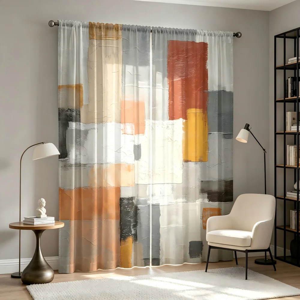 2PCS Digital Print Sheer Curta - Curtain Sheer Voile recension och pris