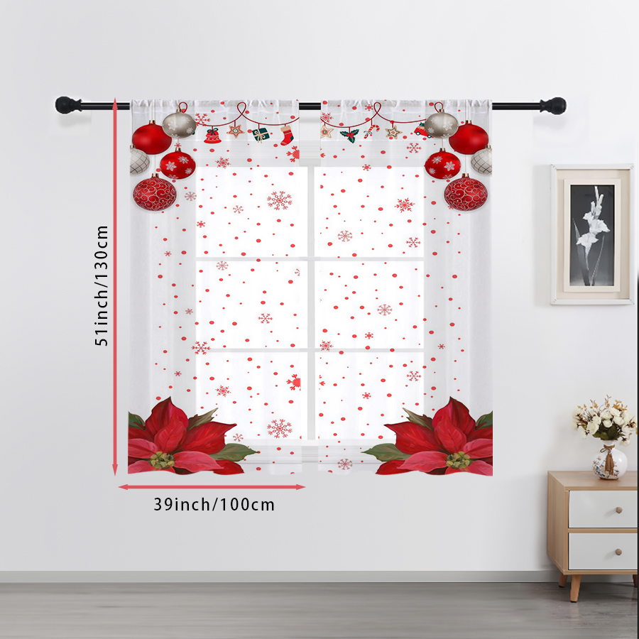 2PCS Sheer Curtains Christmas  - Curtain Sheer Voile recension och pris