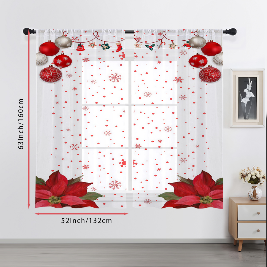 2PCS Sheer Curtains Christmas  - Curtain Sheer Voile recension och pris