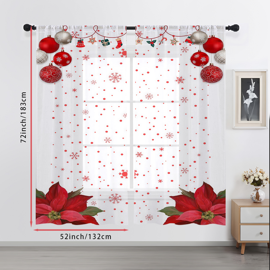 2PCS Sheer Curtains Christmas  - Curtain Sheer Voile recension och pris
