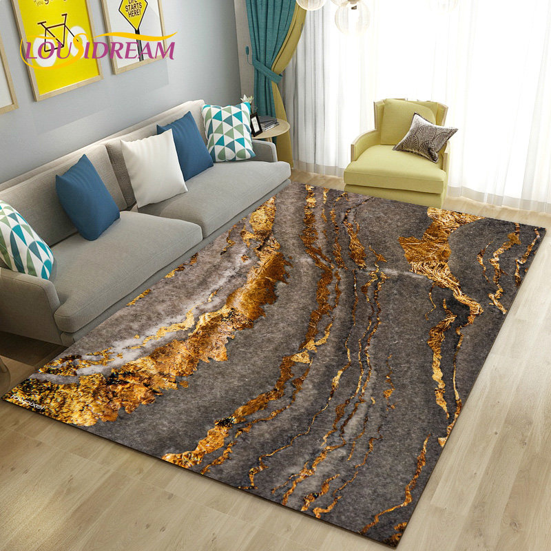 Nordic Black Gold Blue Marble  - Home Textiles Rug recension och pris