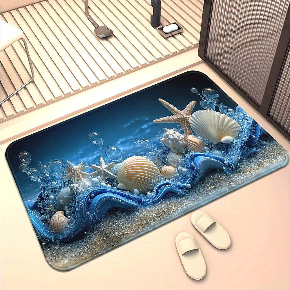 3D Blue Waves Seashells Starfi - Home Textiles Rug recension och pris