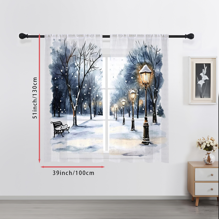 2PCS Sheer Curtains Winter Sno - Curtain Sheer Voile recension och pris