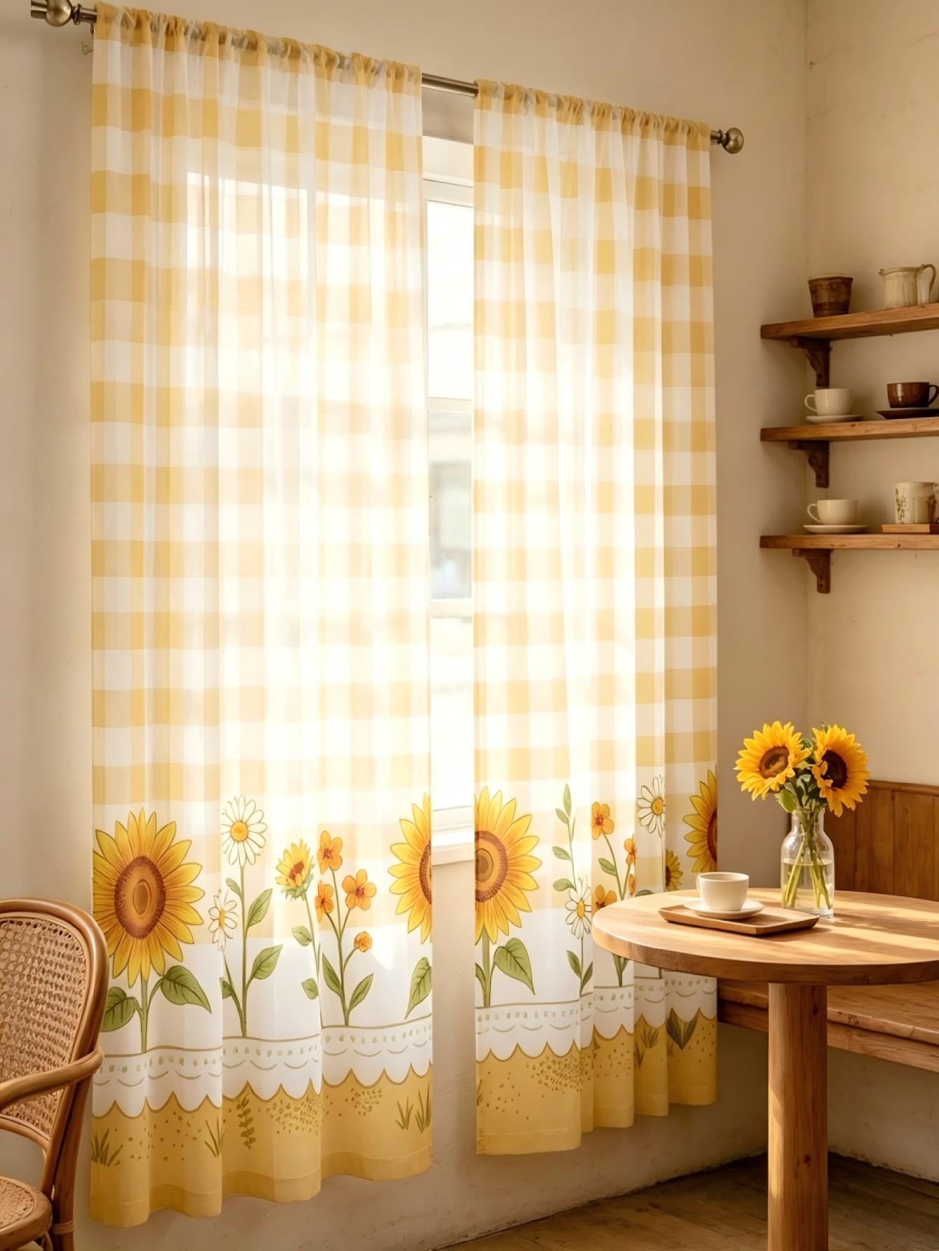 2PCS Digital Print Sheer Curta - Home Textiles Plaid recension och pris