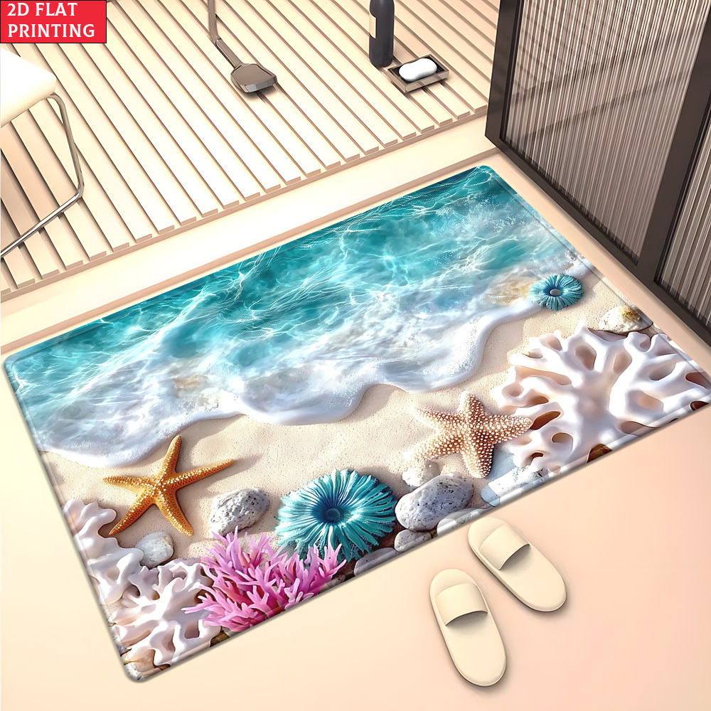 3D Beach Waves Starfish Coral  - Home Textiles Rug recension och pris