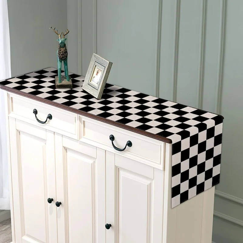 New Geometric Linen Striped Ta - Home Textiles Plaid recension och pris