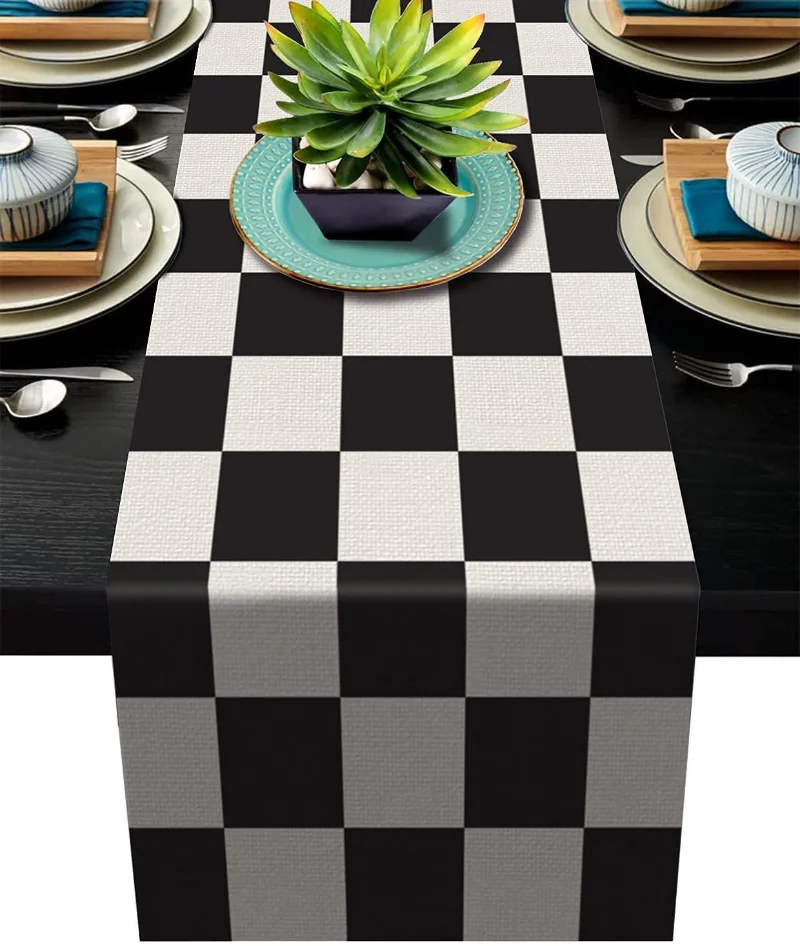 New Geometric Linen Striped Ta - Home Textiles Plaid recension och pris