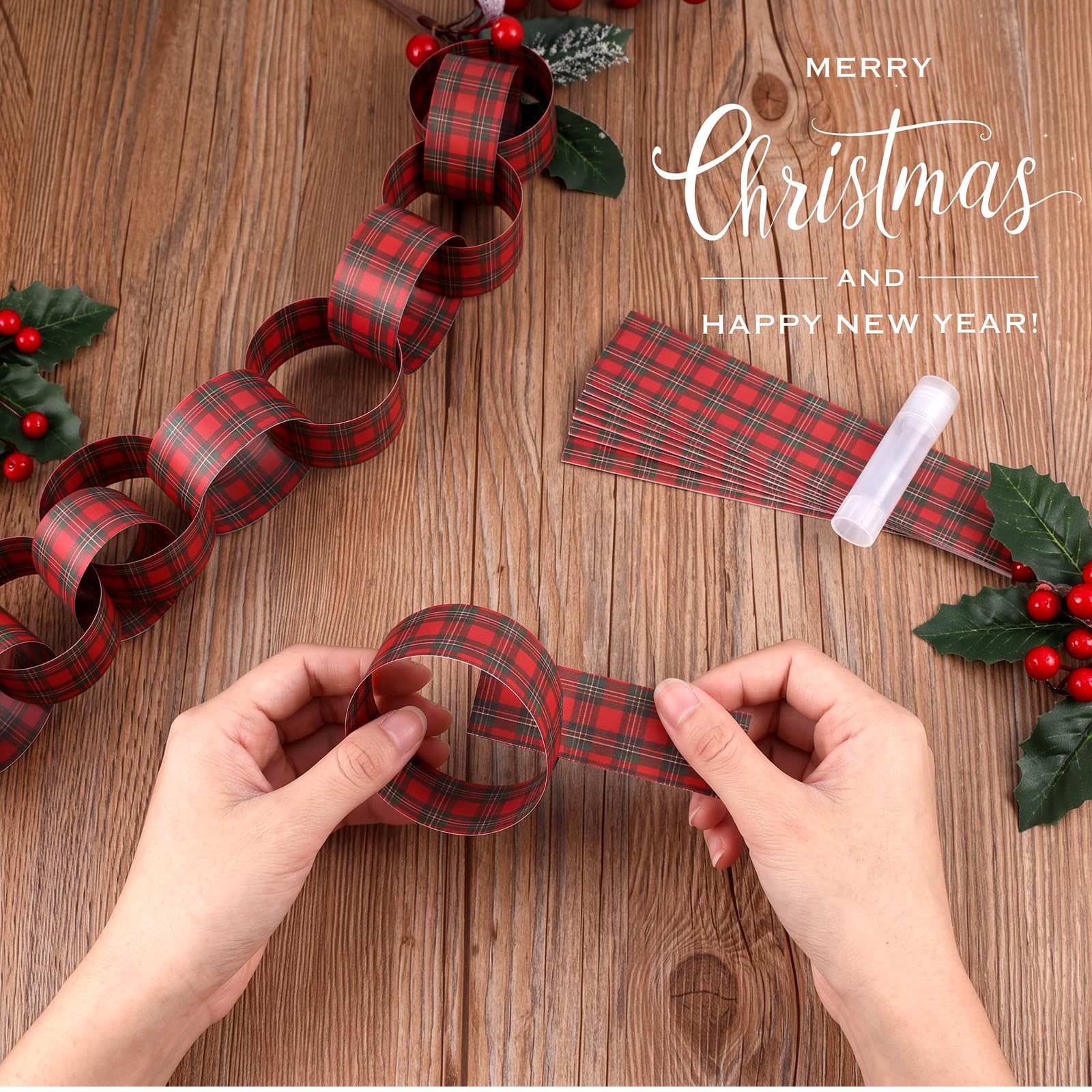Red-Black Plaid Paper Chain Ga - Home Textiles Plaid recension och pris