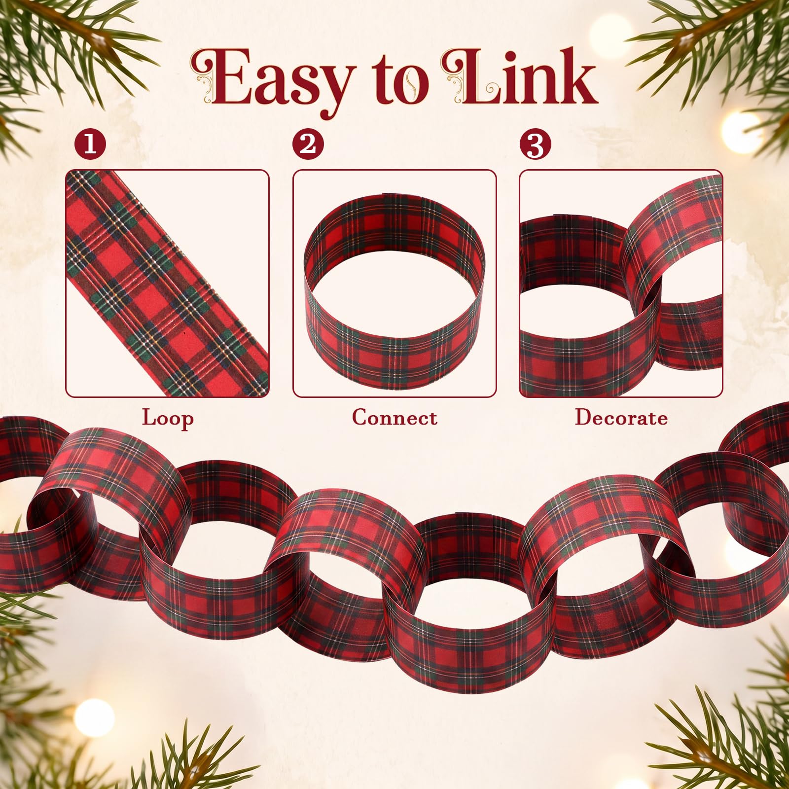 Red-Black Plaid Paper Chain Ga - Home Textiles Plaid recension och pris