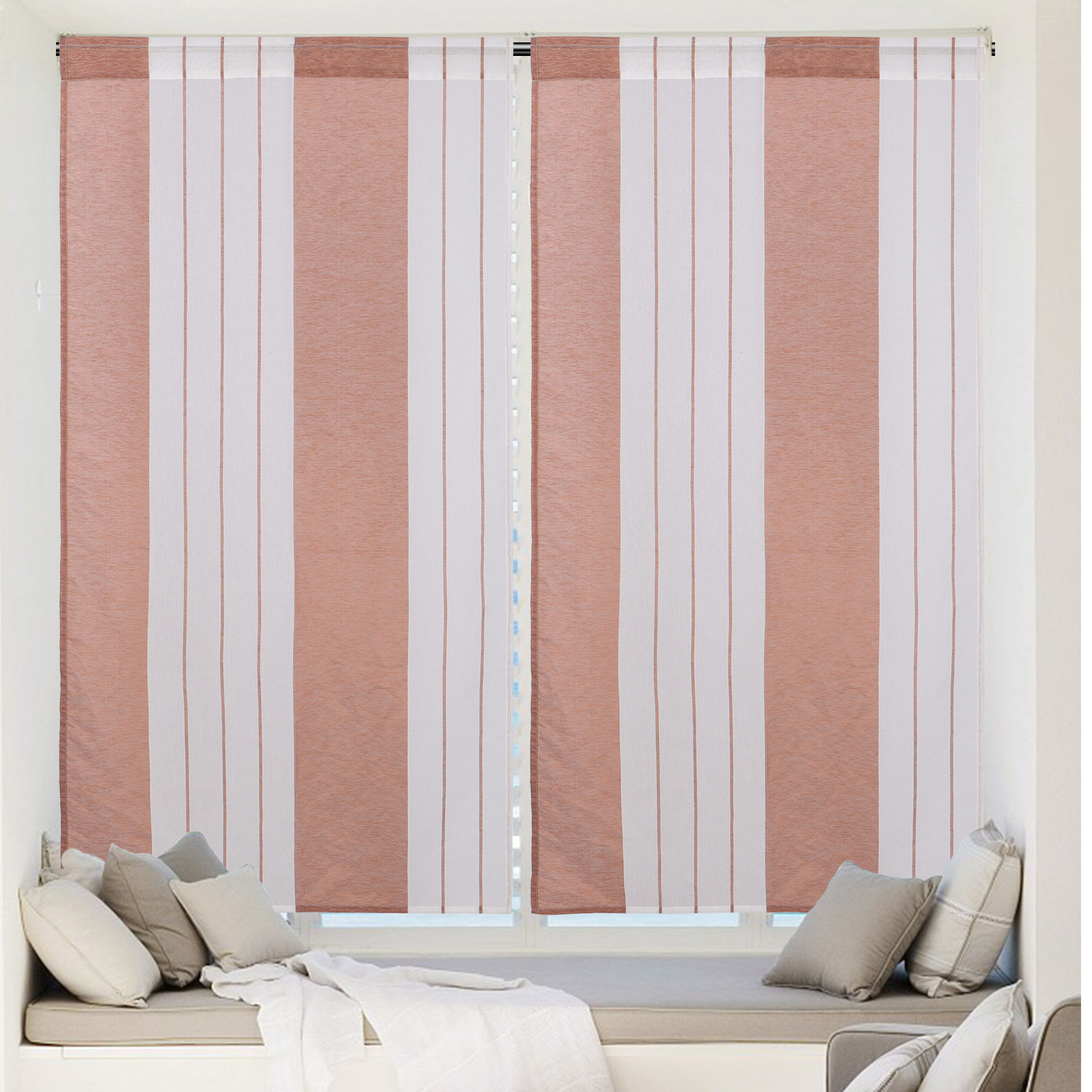 Multicolor Striped Voile Curta - Curtain Sheer Voile recension och pris