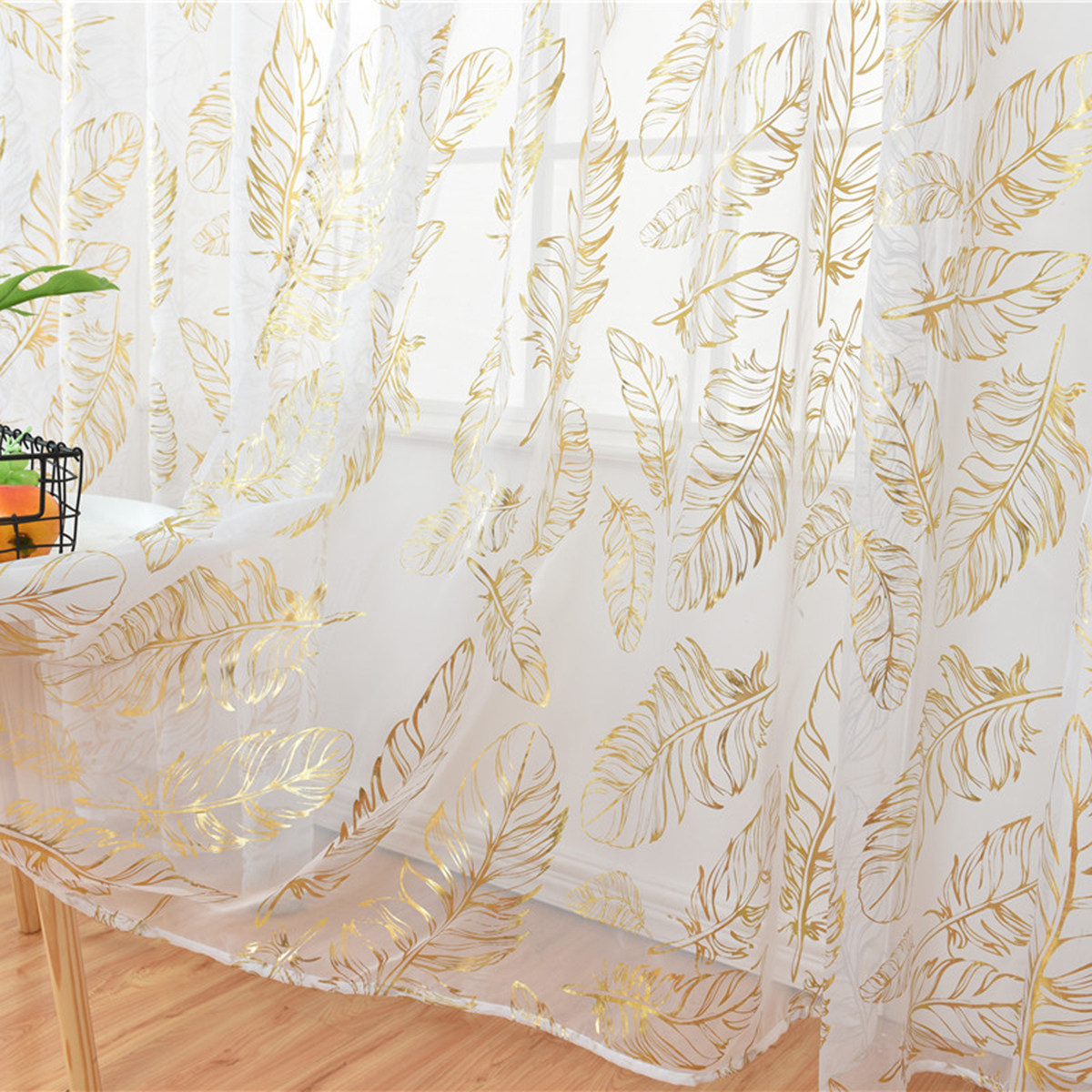 1Pcs Premium Feather Bronzing  - Curtain Sheer Voile recension och pris