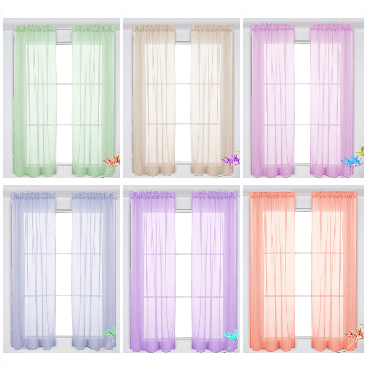 Solid Color Red Transparent Wi - Curtain Sheer Voile recension och pris