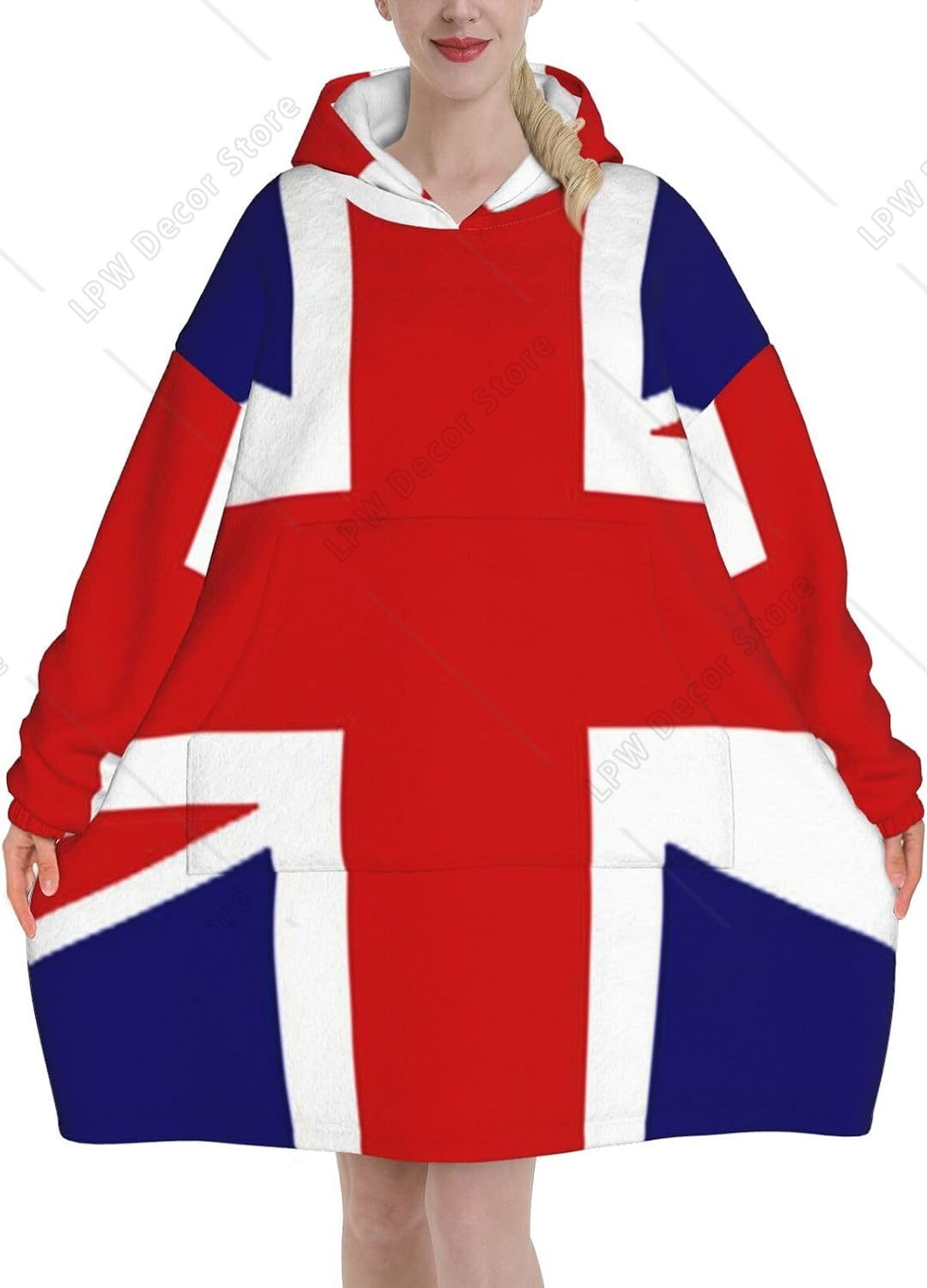 Uk Flag Print Blanket Hoodies  - Home Textiles Uk recension och pris
