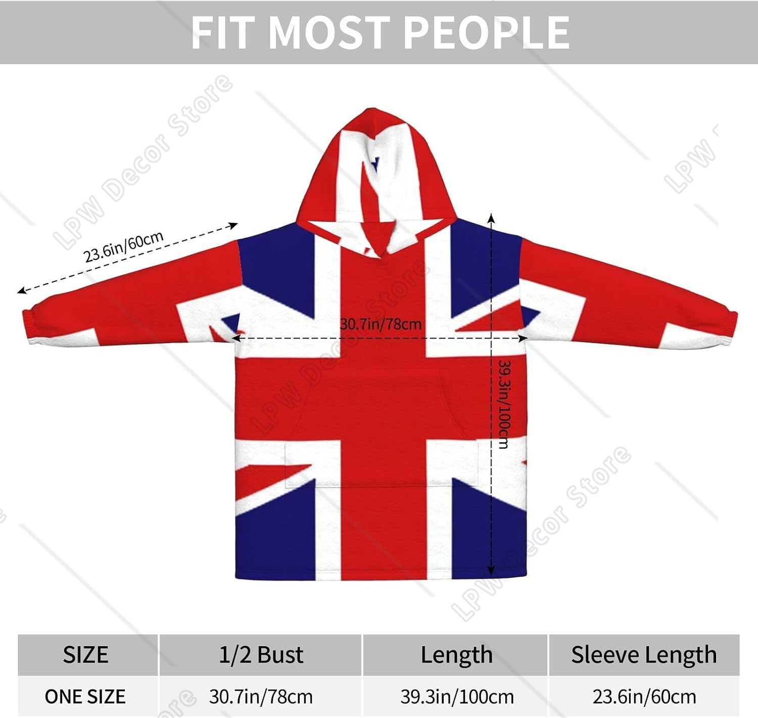 Uk Flag Print Blanket Hoodies  - Home Textiles Uk recension och pris