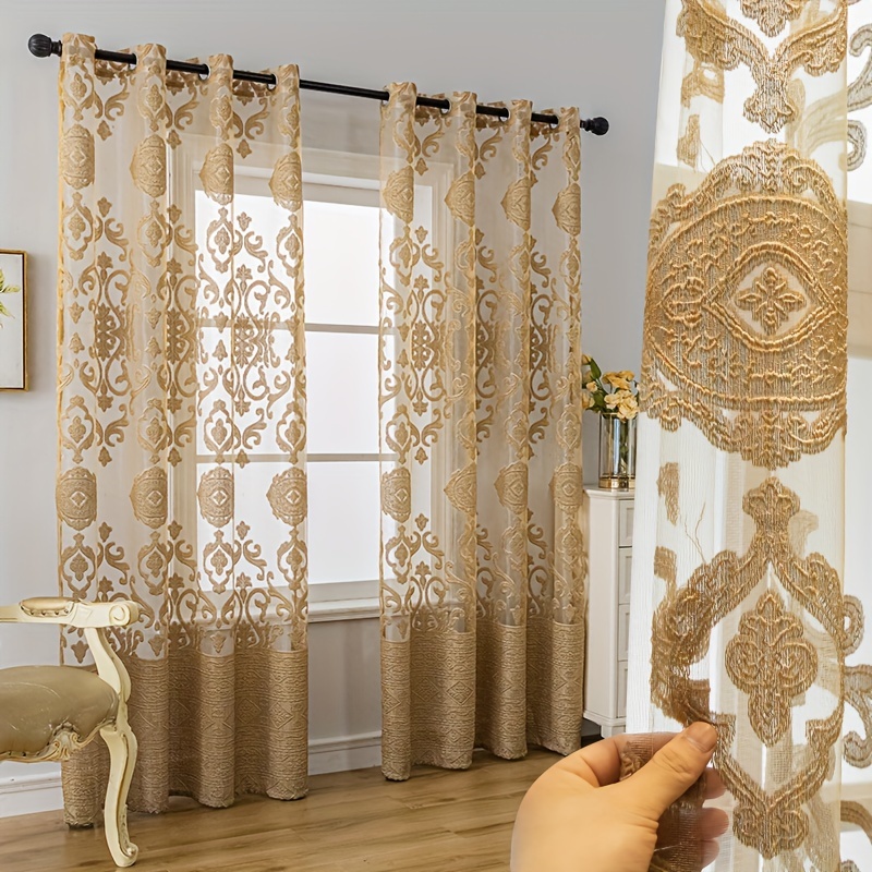 1pc Khaki 3D Embossed Sheer Cu - Curtain Sheer Voile recension och pris