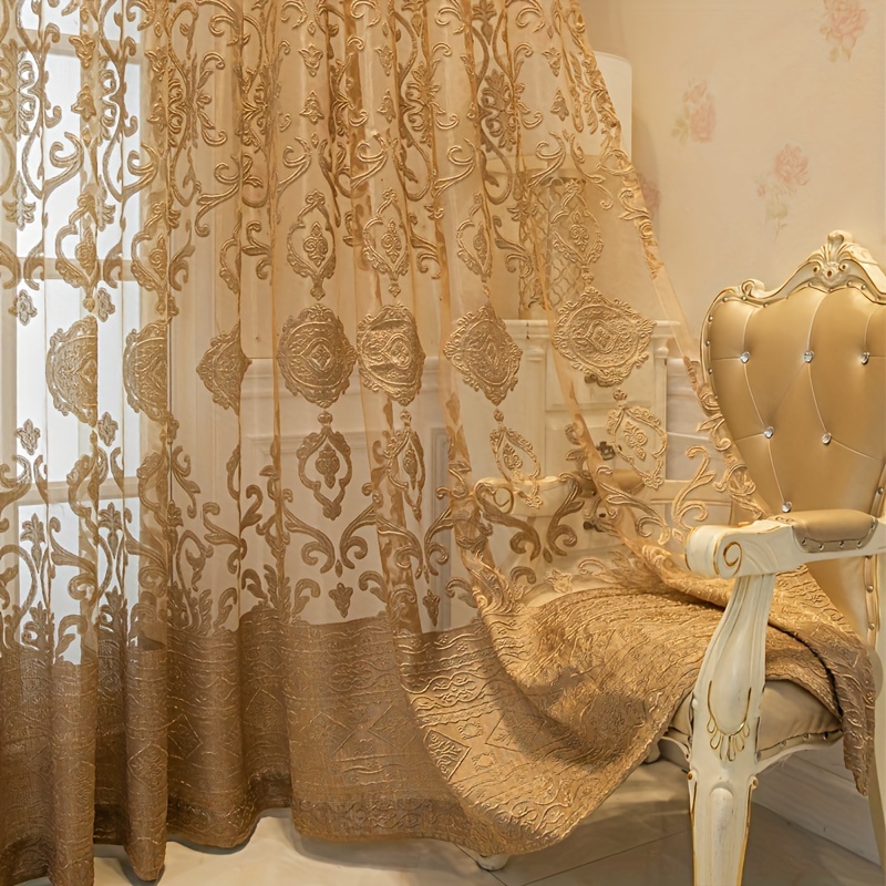 1pc Khaki 3D Embossed Sheer Cu - Curtain Sheer Voile recension och pris