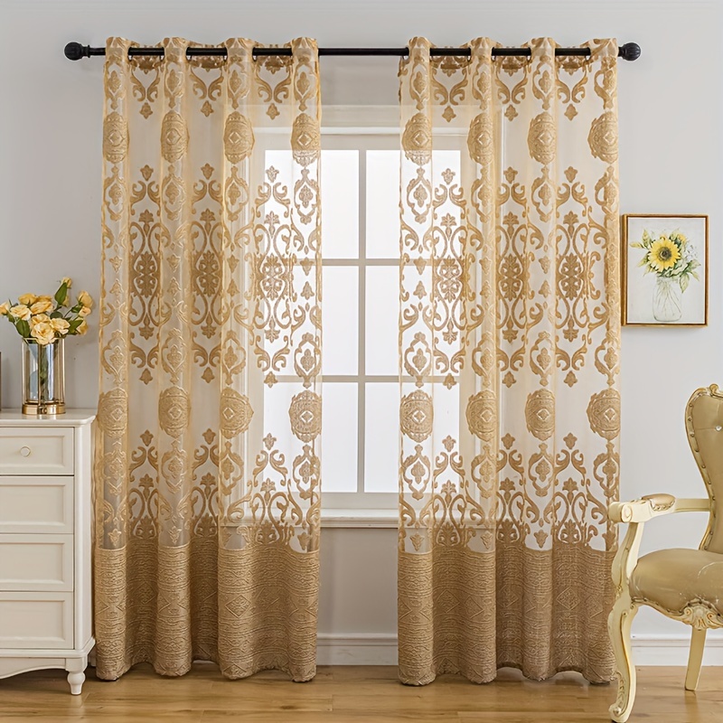 1pc Khaki 3D Embossed Sheer Cu - Curtain Sheer Voile recension och pris