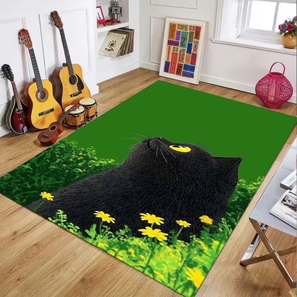 Cute Cat and Plants Print Ins  - Home Textiles Rug recension och pris