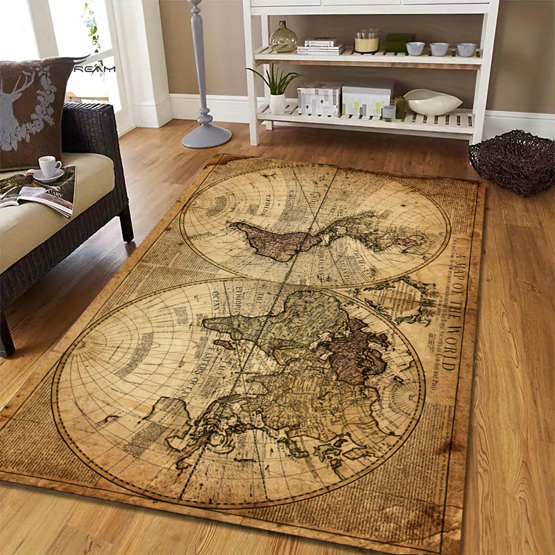 Vintage Map Design Non-Slip Fl - Home Textiles Rug recension och pris