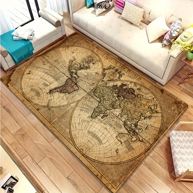 Vintage Map Design Non-Slip Fl - Home Textiles Rug recension och pris