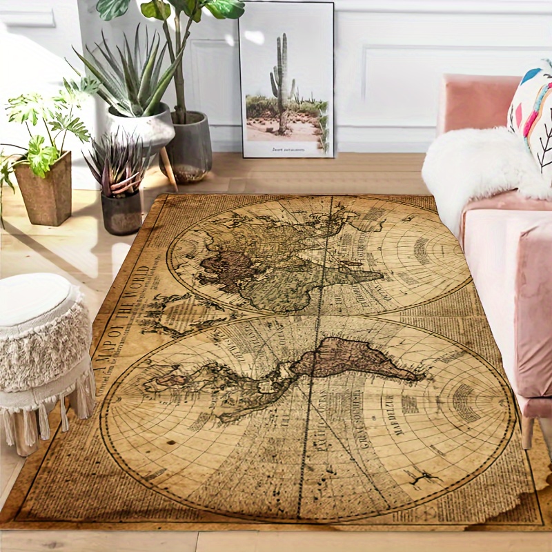 Vintage Map Design Non-Slip Fl - Home Textiles Rug recension och pris